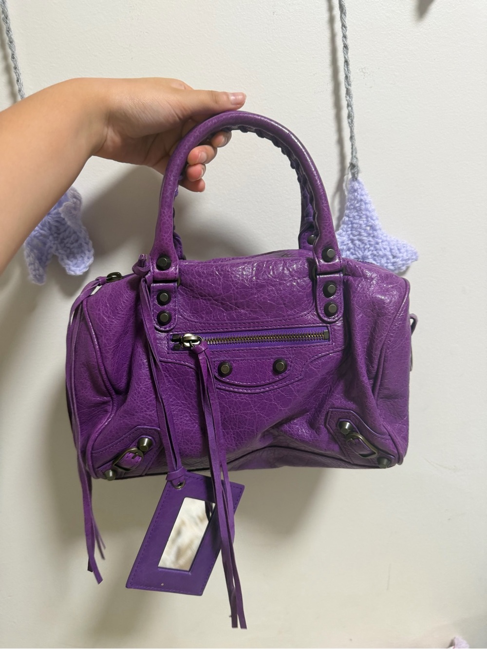 Balanciaga purple mini city bag